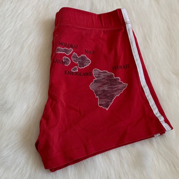 unbranded Other - Kids' Red Shorts with White Stripes and Hawaii Map Cotton
